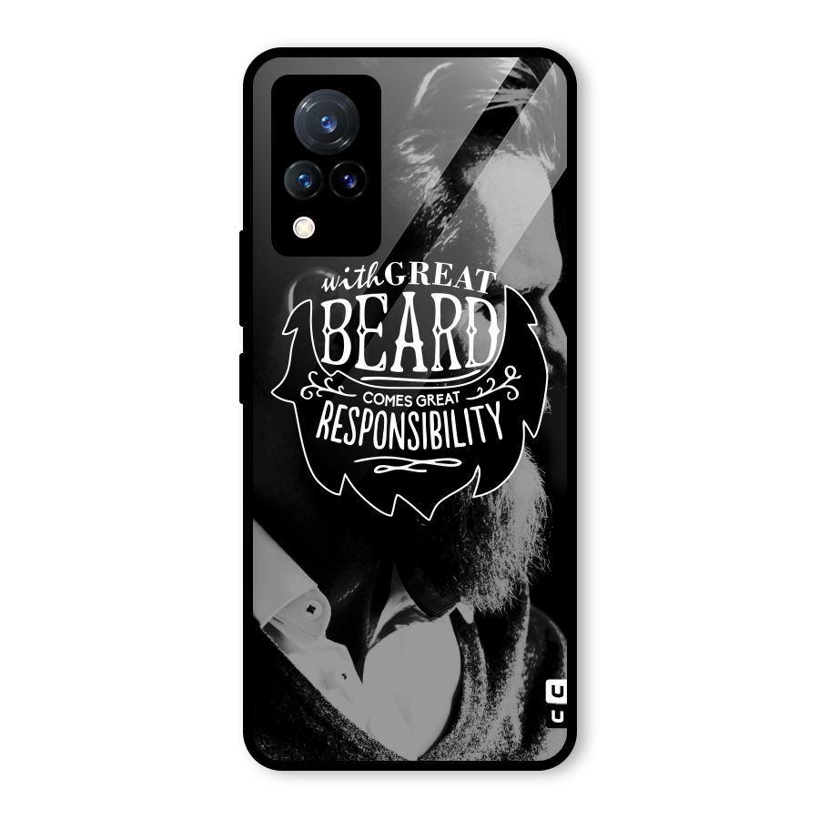 Beard Responsibility Quote Glass Back Case for Vivo V21 5G