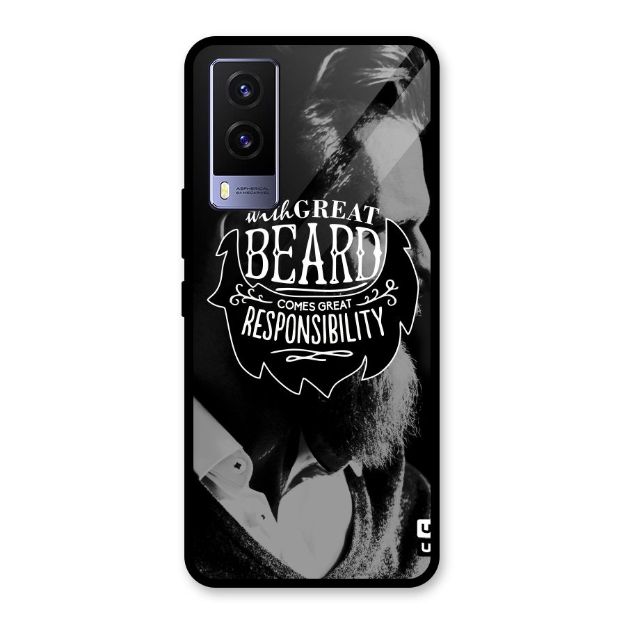 Beard Responsibility Quote Glass Back Case for Vivo V21e 5G