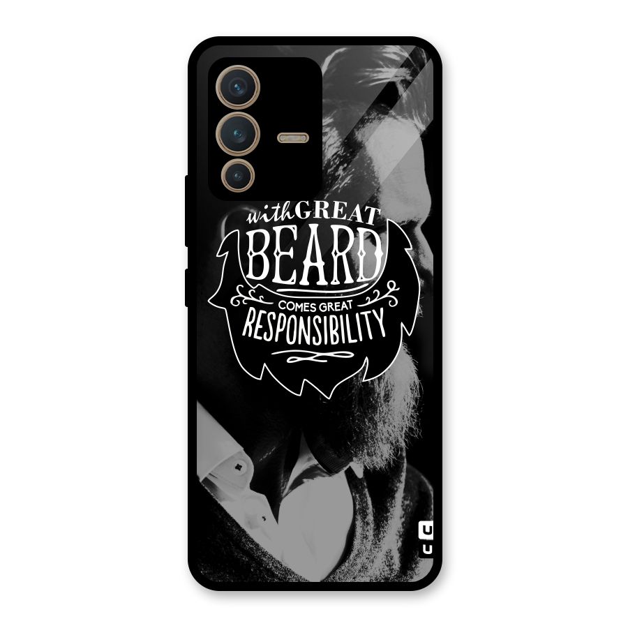 Beard Responsibility Quote Glass Back Case for Vivo V23 5G