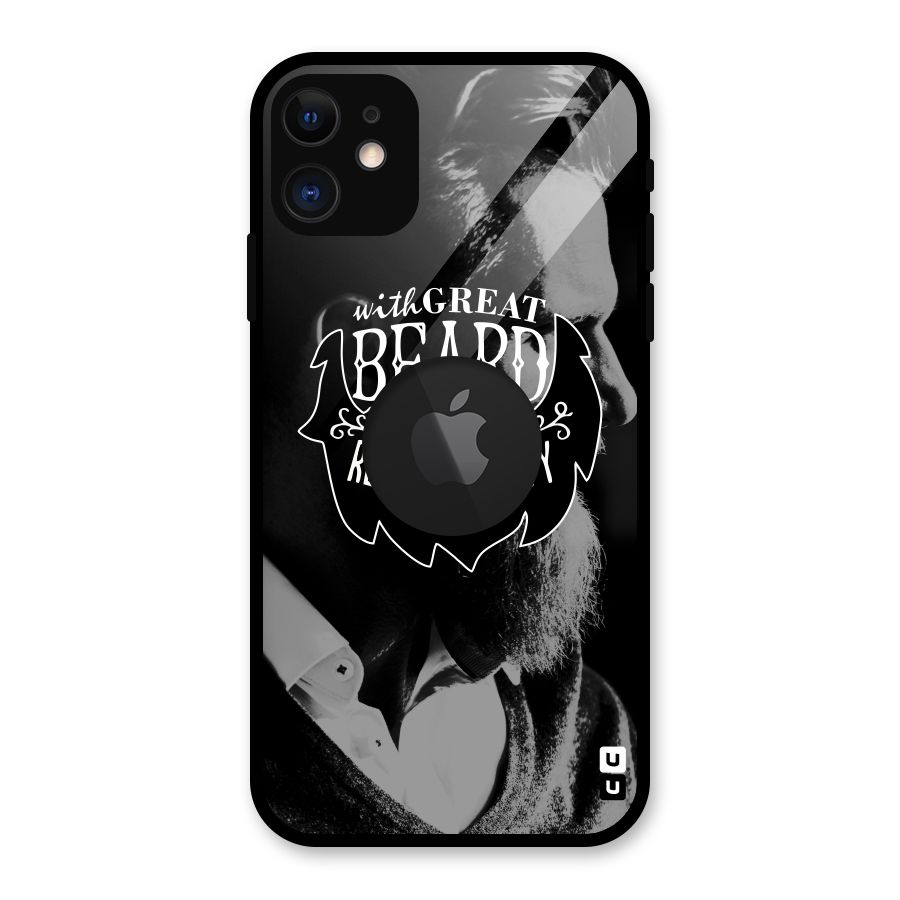 Beard Responsibility Quote Glass Back Case for iPhone 11 Logo Cut