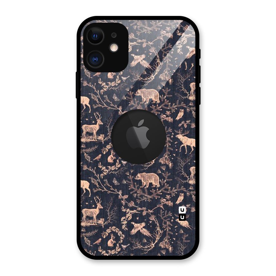 Beautiful Animal Design Glass Back Case for iPhone 11 Logo Cut