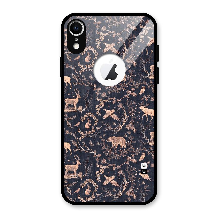 Beautiful Animal Design Glass Back Case for iPhone XR Logo Cut