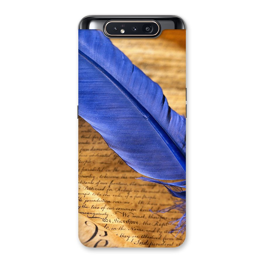 Beautiful Blue Feather Back Case for Galaxy A80