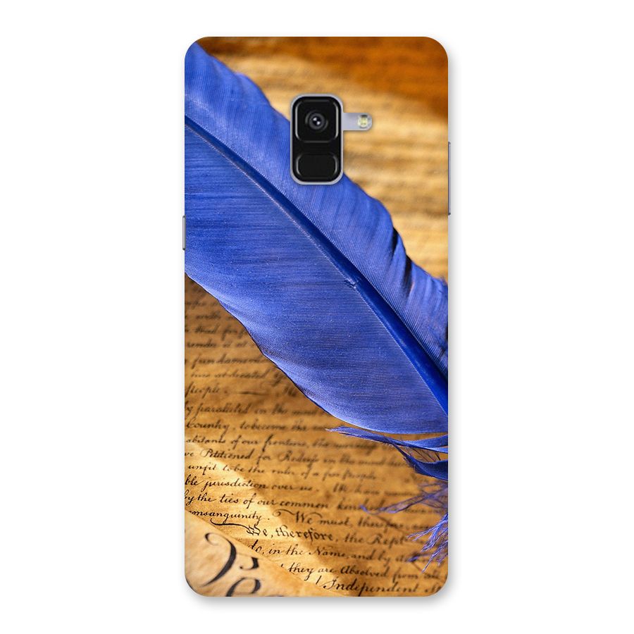 Beautiful Blue Feather Back Case for Galaxy A8 Plus