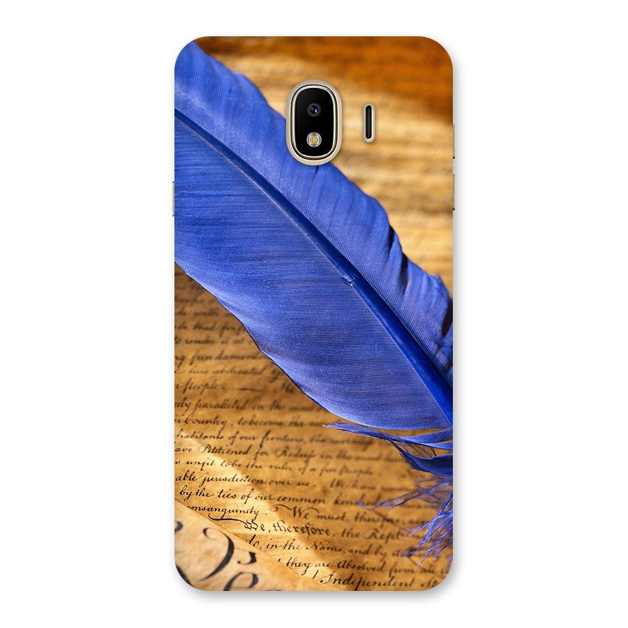 Beautiful Blue Feather Back Case for Galaxy J4