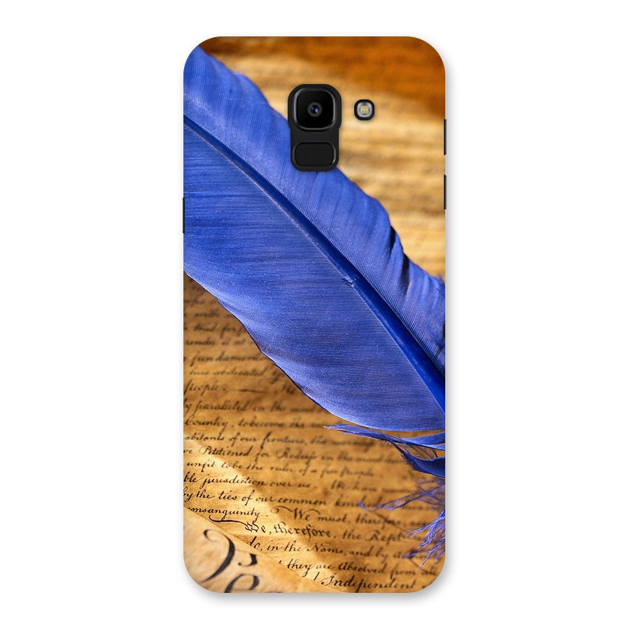 Beautiful Blue Feather Back Case for Galaxy J6