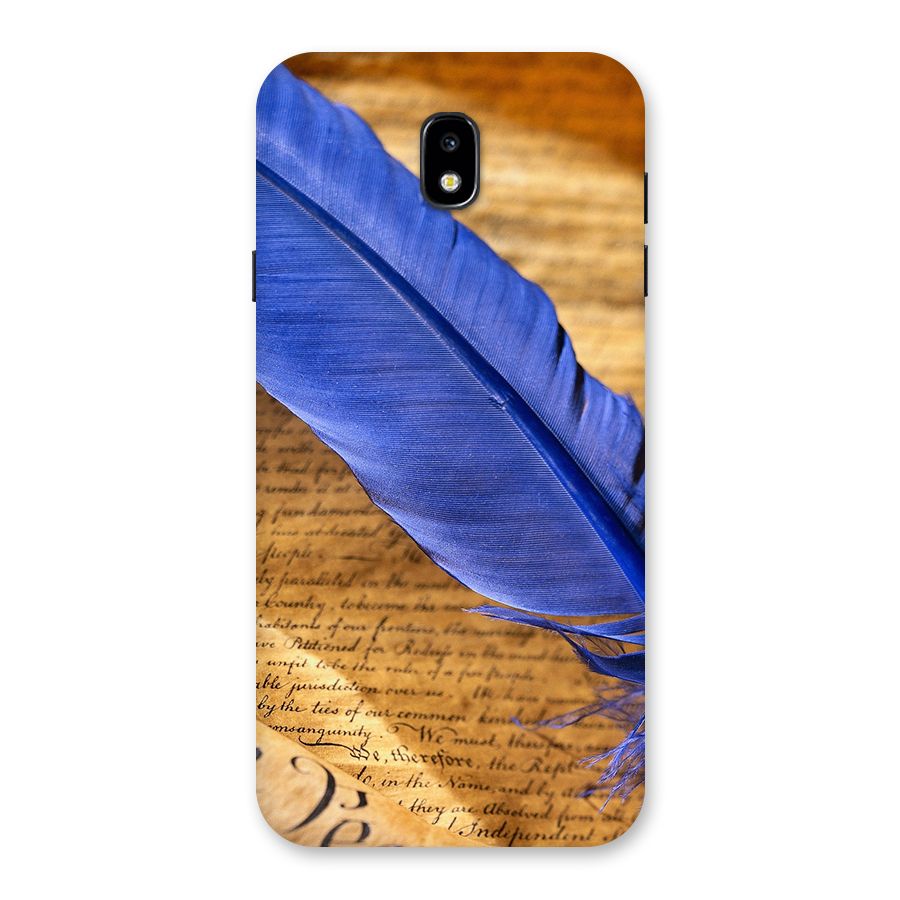 Beautiful Blue Feather Back Case for Galaxy J7 Pro