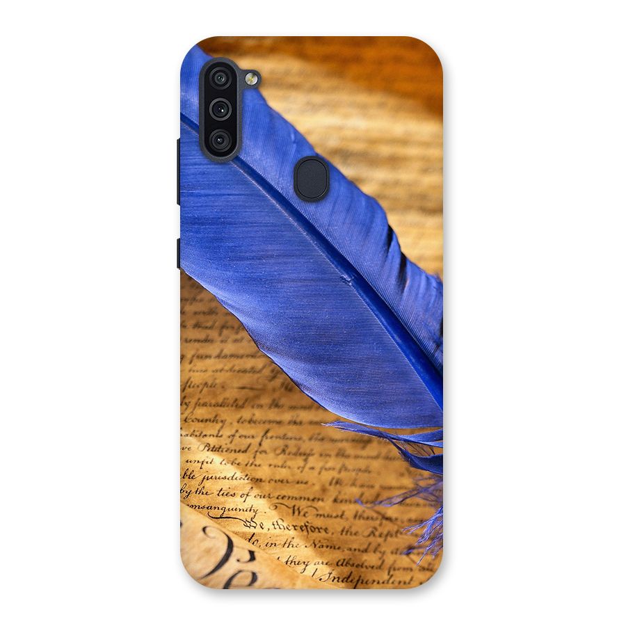 Beautiful Blue Feather Back Case for Galaxy M11
