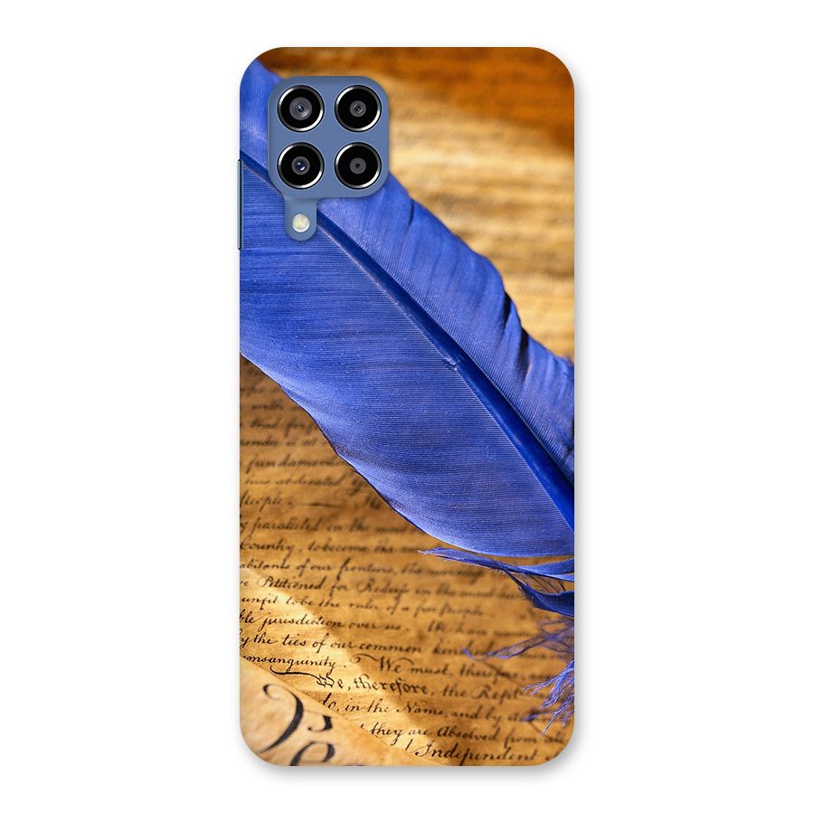 Beautiful Blue Feather Back Case for Galaxy M53 5G