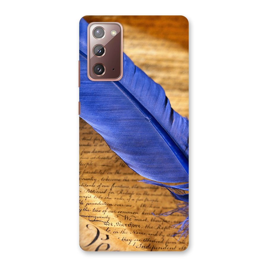 Beautiful Blue Feather Back Case for Galaxy Note 20