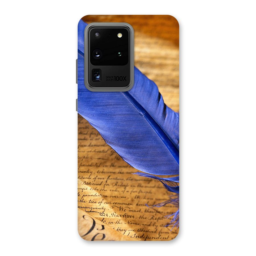 Beautiful Blue Feather Back Case for Galaxy S20 Ultra