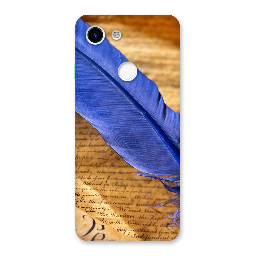 Beautiful Blue Feather Back Case for Google Pixel 3