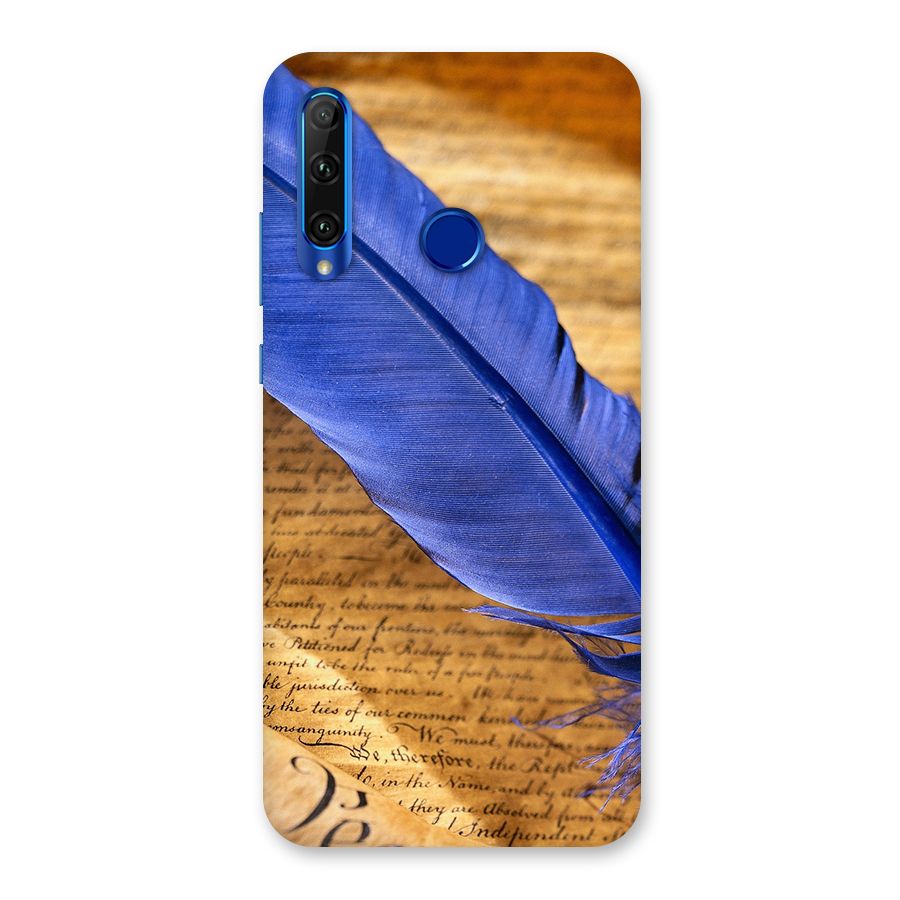 Beautiful Blue Feather Back Case for Honor 20i
