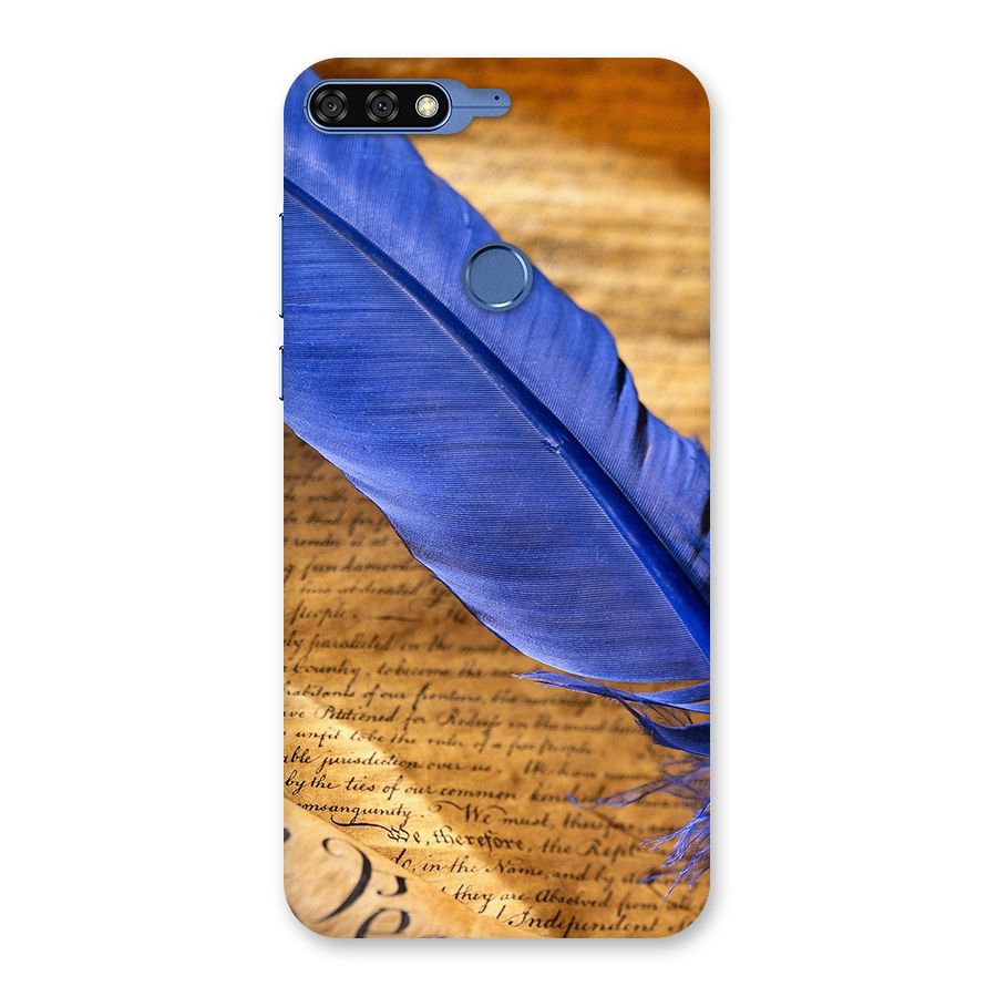 Beautiful Blue Feather Back Case for Honor 7C