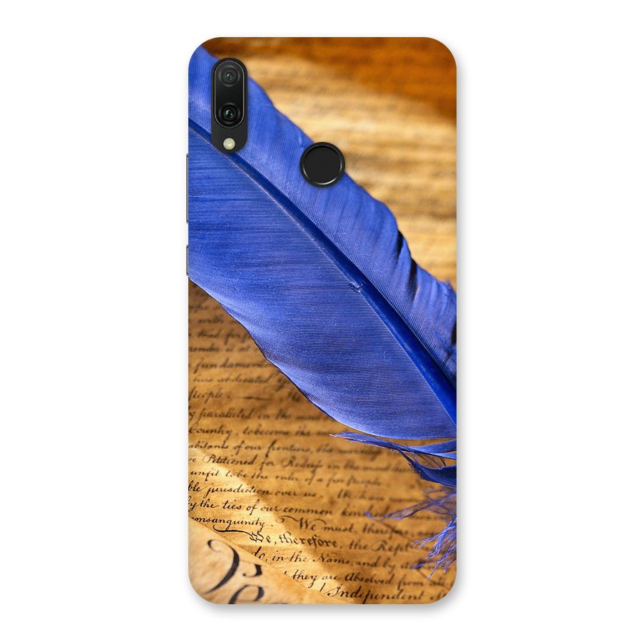 Beautiful Blue Feather Back Case for Huawei Y9 (2019)