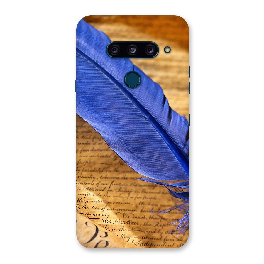 Beautiful Blue Feather Back Case for LG  V40 ThinQ