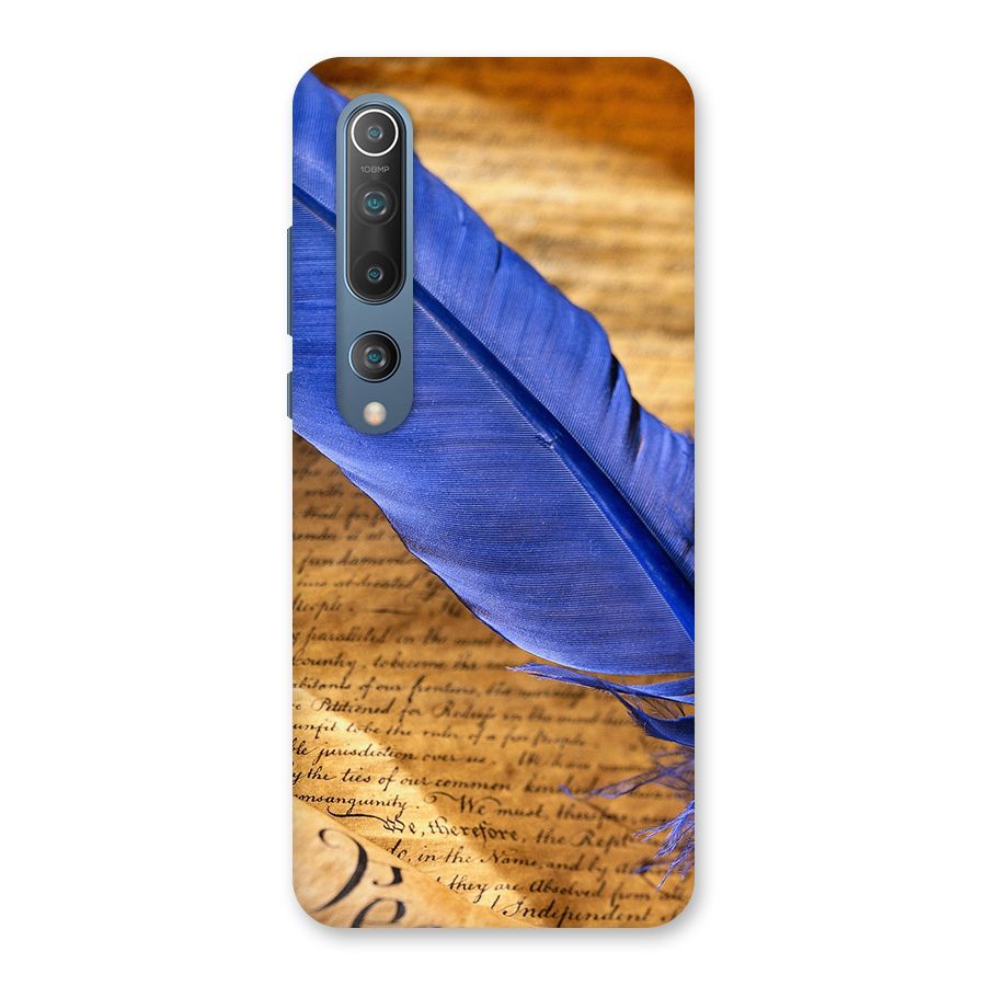 Beautiful Blue Feather Back Case for Mi 10