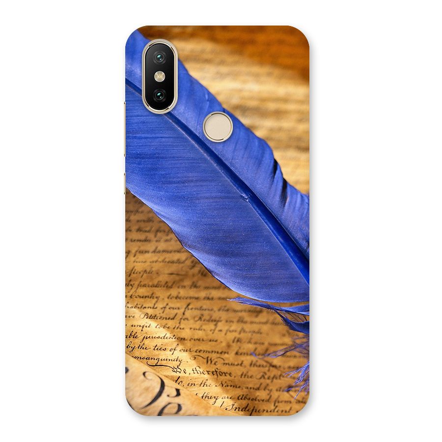 Beautiful Blue Feather Back Case for Mi A2