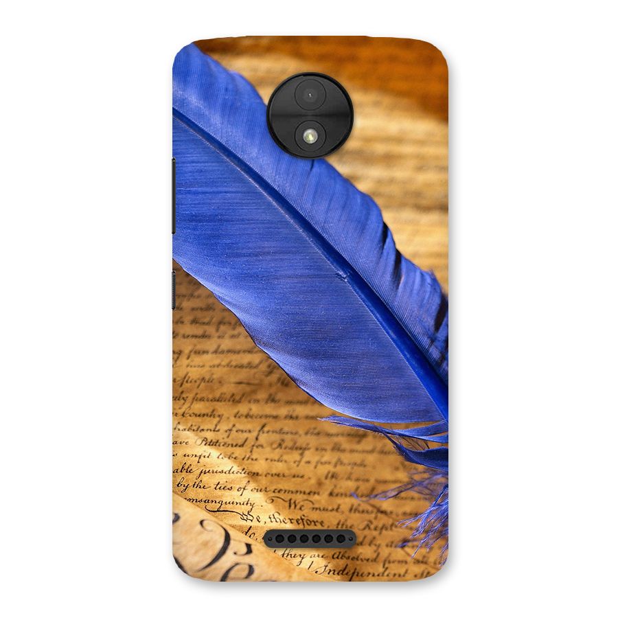 Beautiful Blue Feather Back Case for Moto C