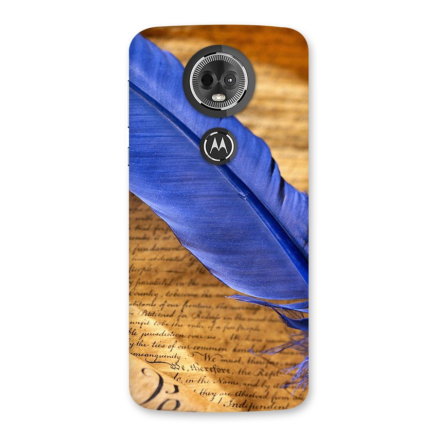 Beautiful Blue Feather Back Case for Moto E5 Plus