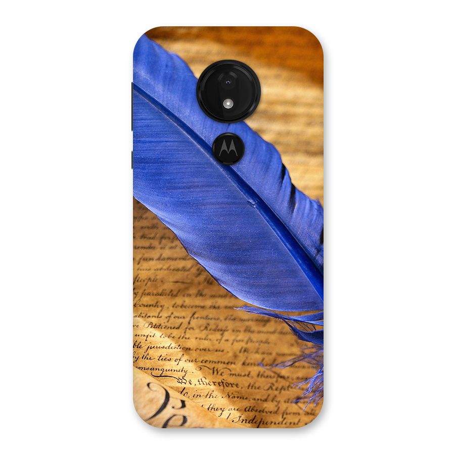 Beautiful Blue Feather Back Case for Moto G7 Power