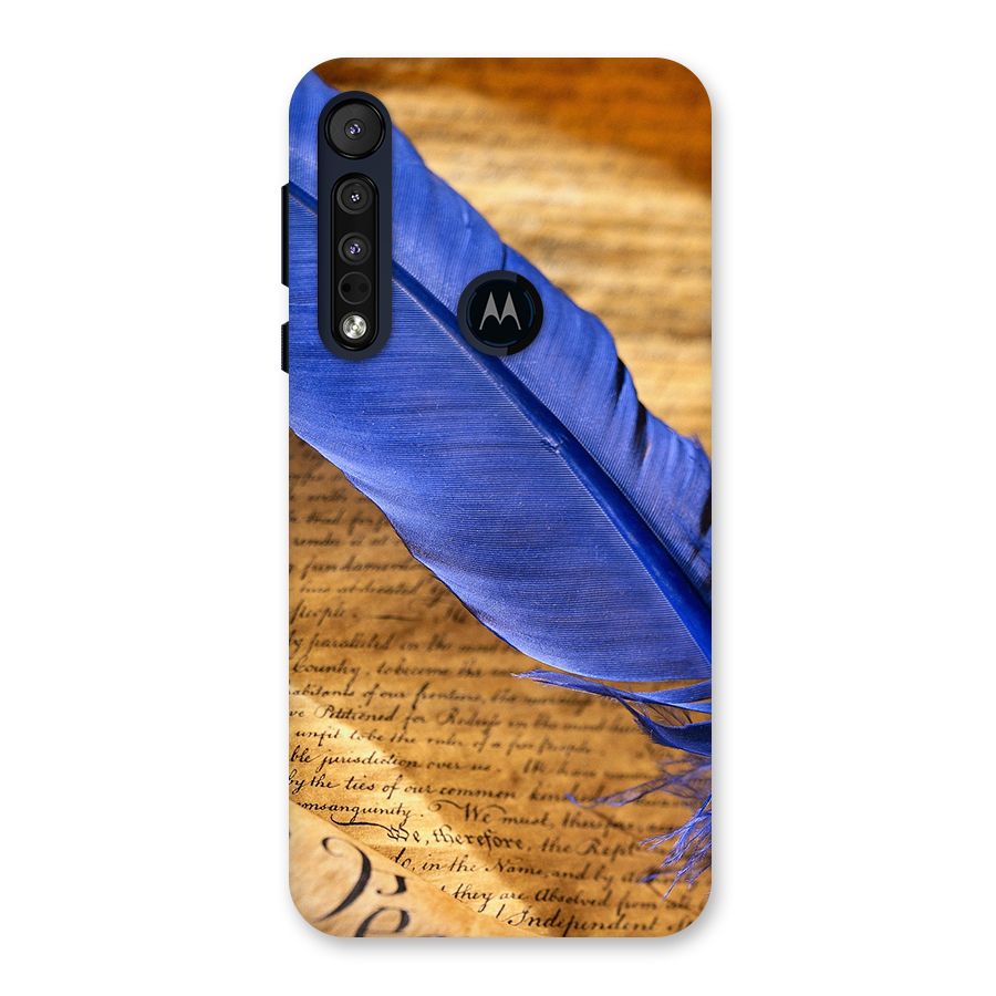 Beautiful Blue Feather Back Case for Motorola One Macro