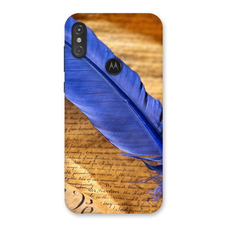 Beautiful Blue Feather Back Case for Motorola One Power