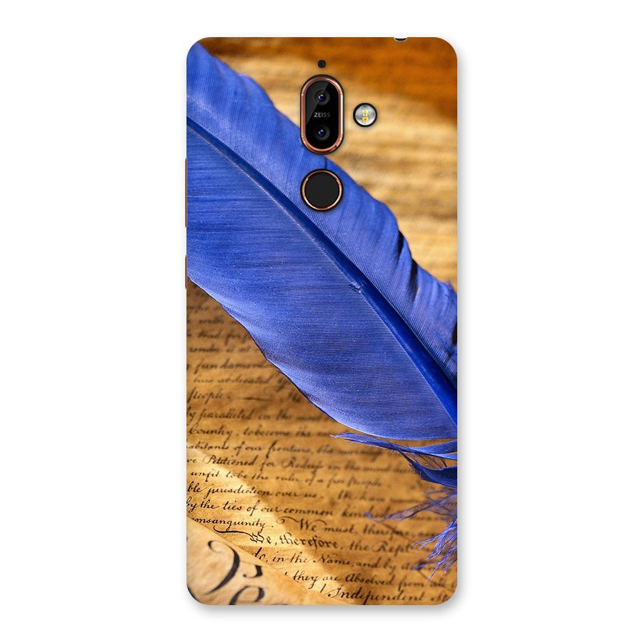 Beautiful Blue Feather Back Case for Nokia 7 Plus