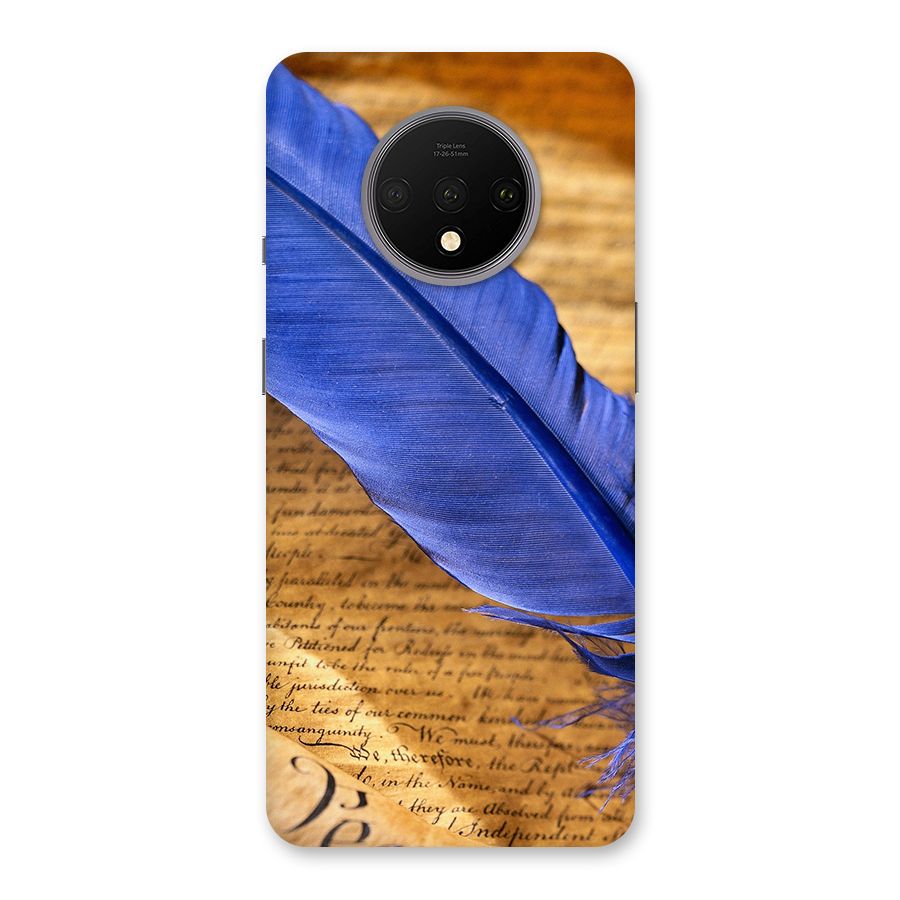 Beautiful Blue Feather Back Case for OnePlus 7T