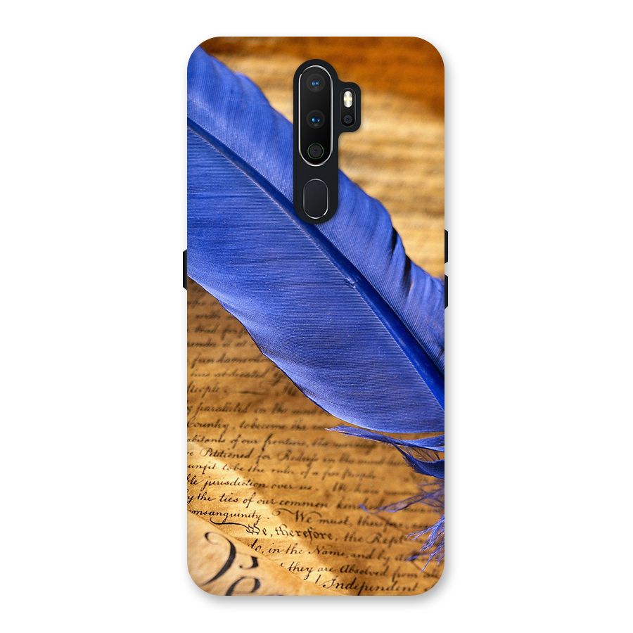 Beautiful Blue Feather Back Case for Oppo A5 (2020)