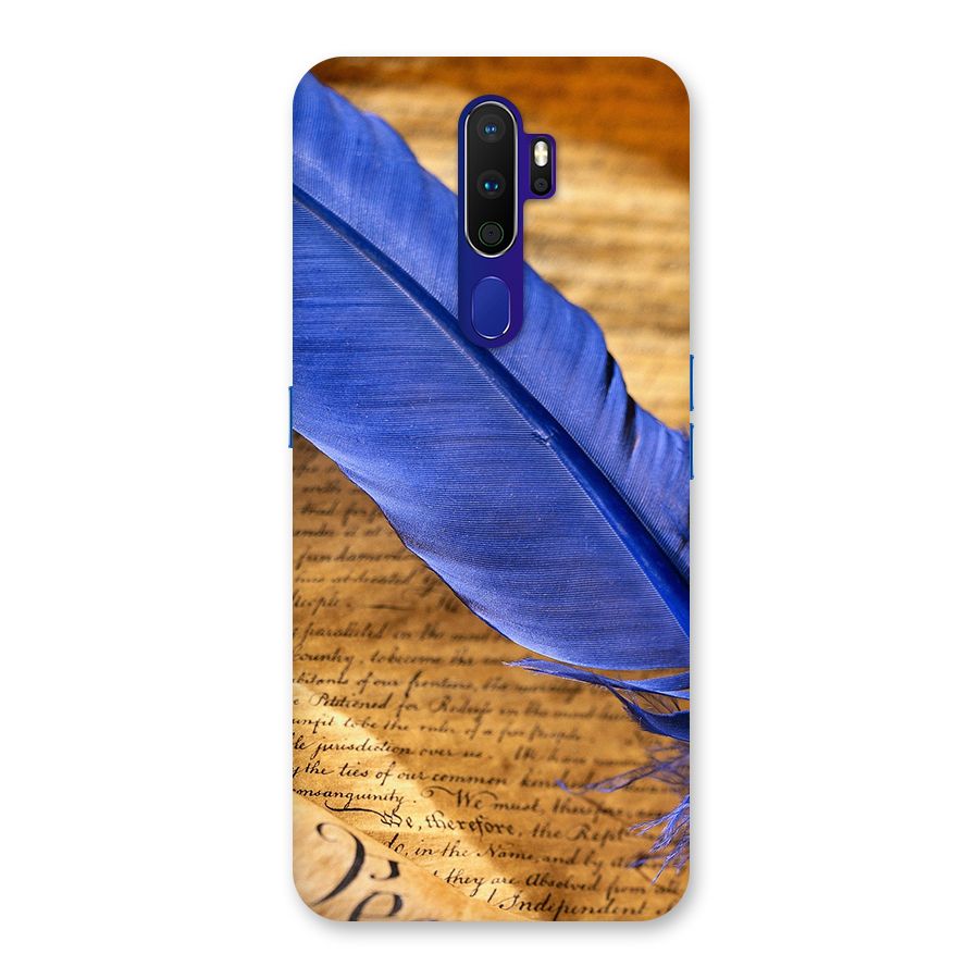 Beautiful Blue Feather Back Case for Oppo A9 (2020)