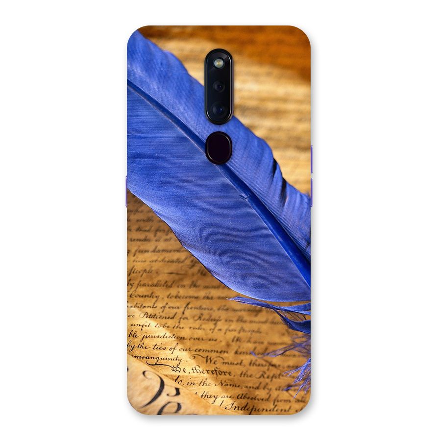 Beautiful Blue Feather Back Case for Oppo F11 Pro