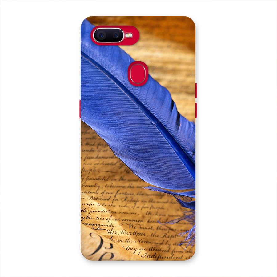 Beautiful Blue Feather Back Case for Oppo F9 Pro