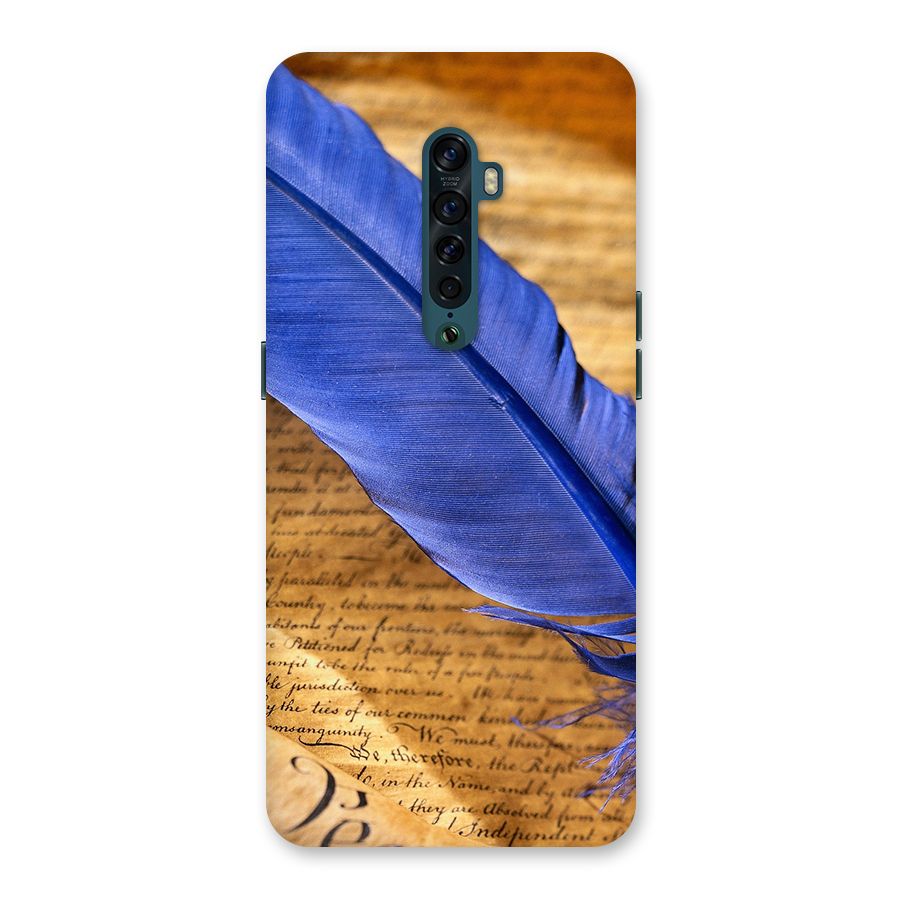 Beautiful Blue Feather Back Case for Oppo Reno2