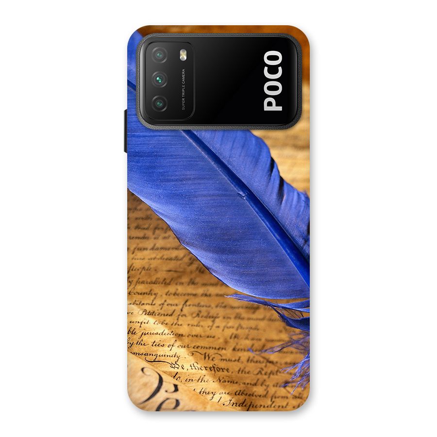 Beautiful Blue Feather Back Case for Poco M3