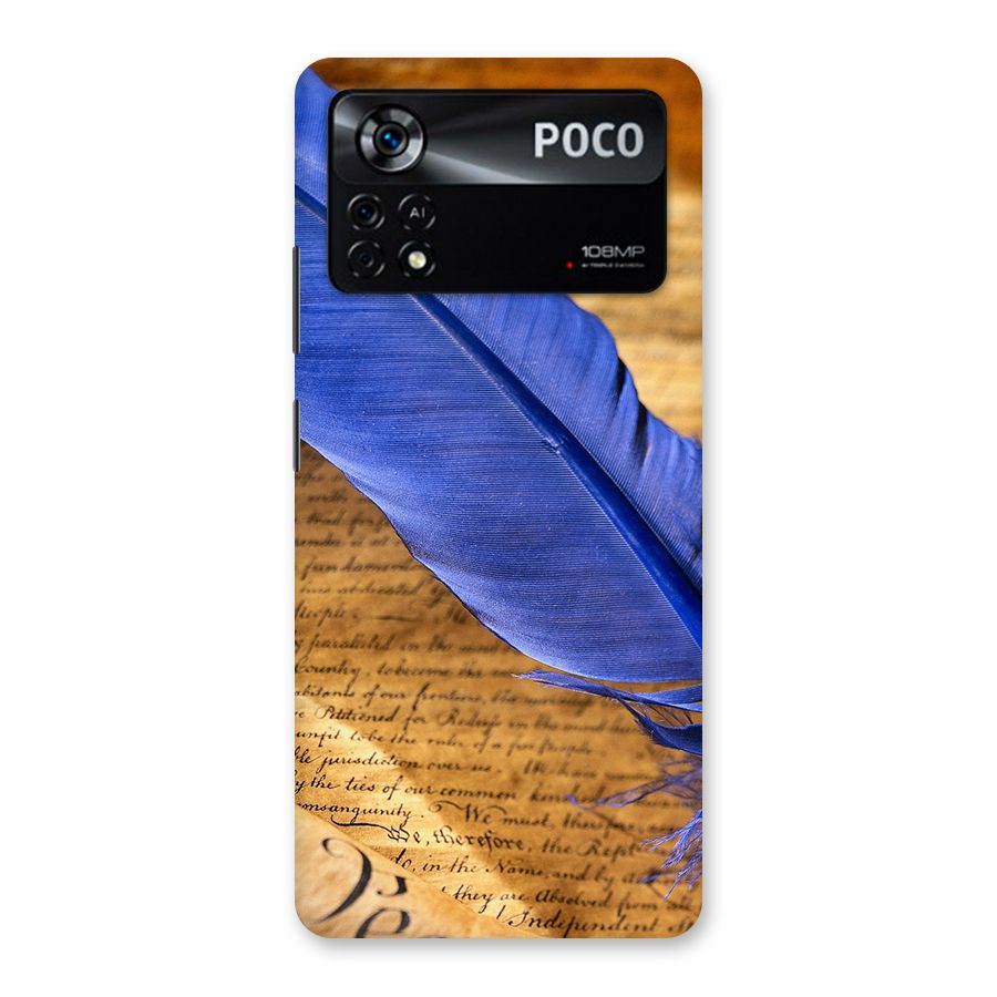 Beautiful Blue Feather Back Case for Poco X4 Pro 5G