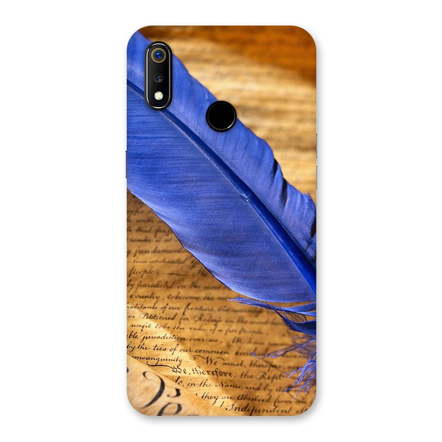 Beautiful Blue Feather Back Case for Realme 3