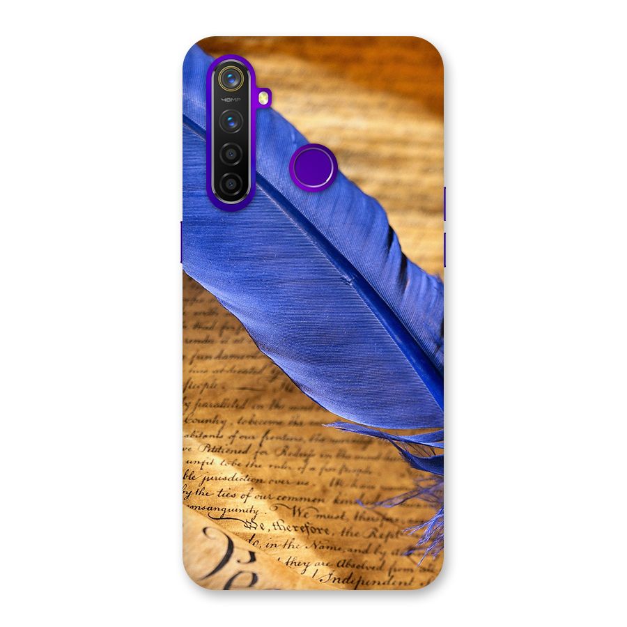 Beautiful Blue Feather Back Case for Realme 5 Pro