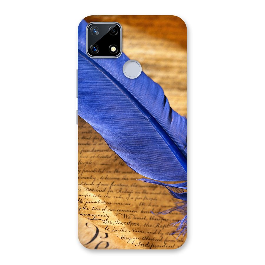 Beautiful Blue Feather Back Case for Realme Narzo 20