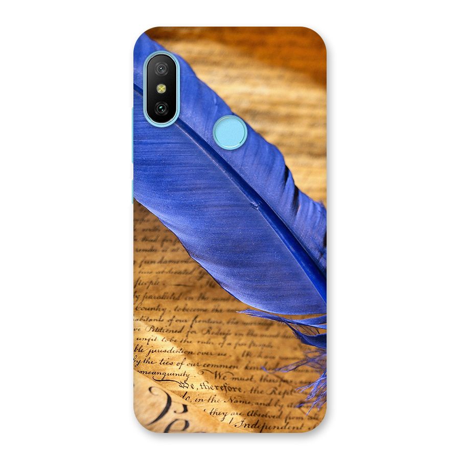 Beautiful Blue Feather Back Case for Redmi 6 Pro