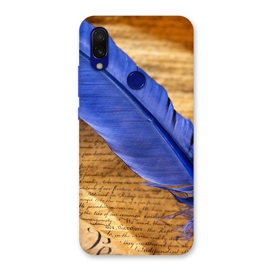 Beautiful Blue Feather Back Case for Redmi 7