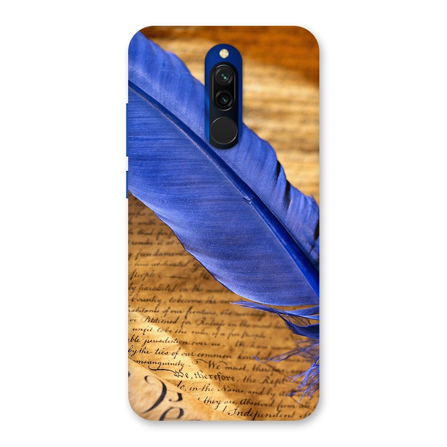 Beautiful Blue Feather Back Case for Redmi 8