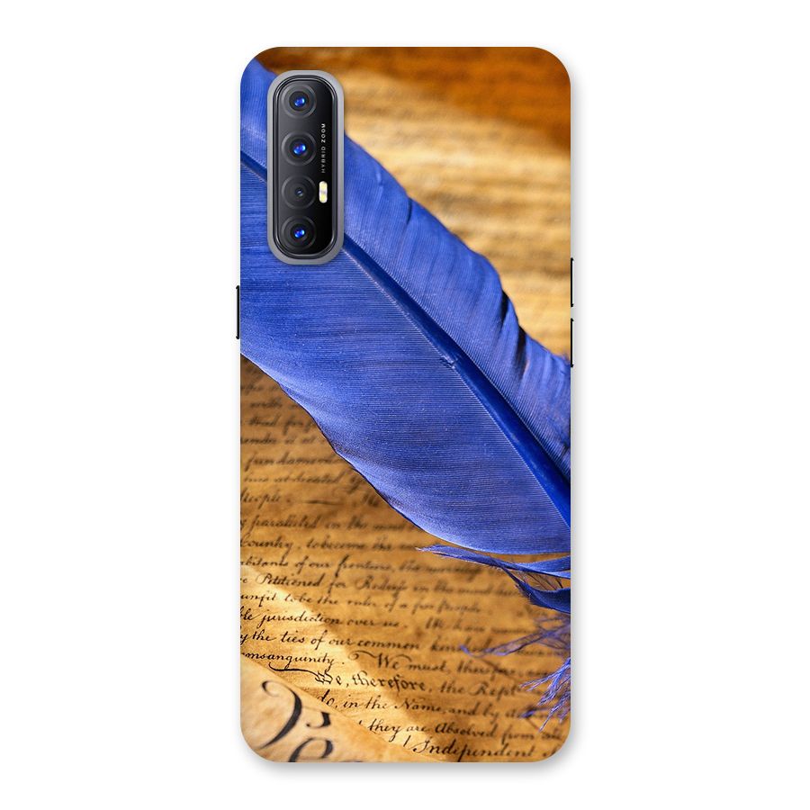Beautiful Blue Feather Back Case for Reno3 Pro