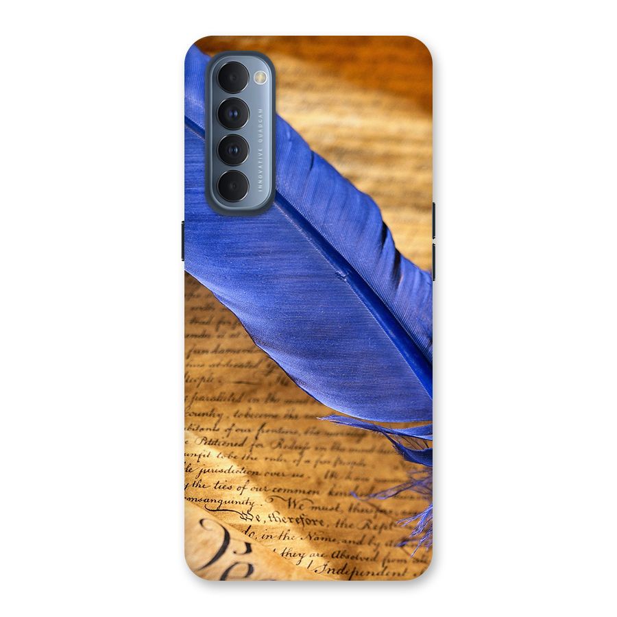 Beautiful Blue Feather Back Case for Reno4 Pro