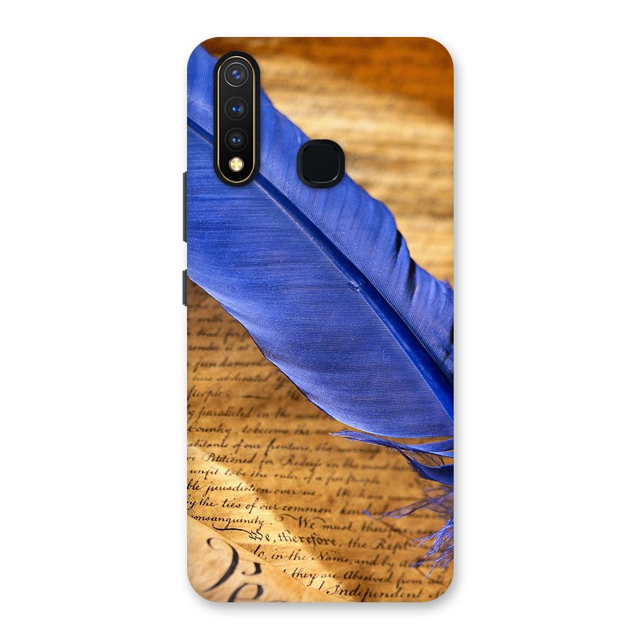 Beautiful Blue Feather Back Case for Vivo U20
