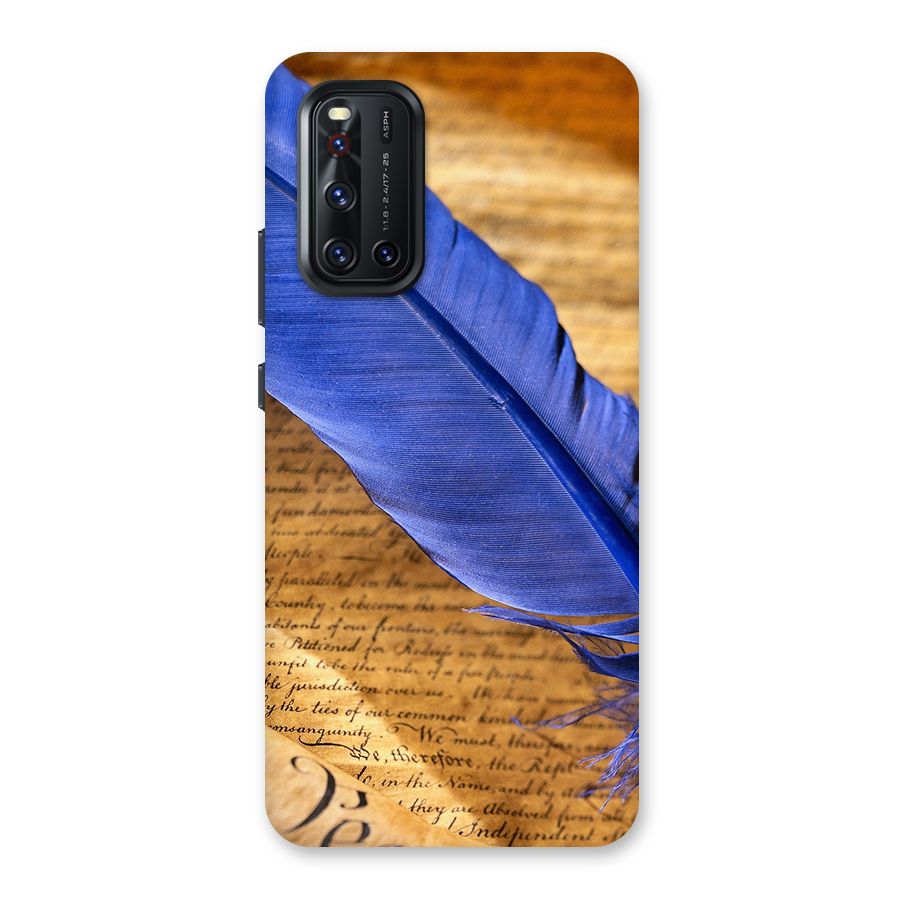 Beautiful Blue Feather Back Case for Vivo V19