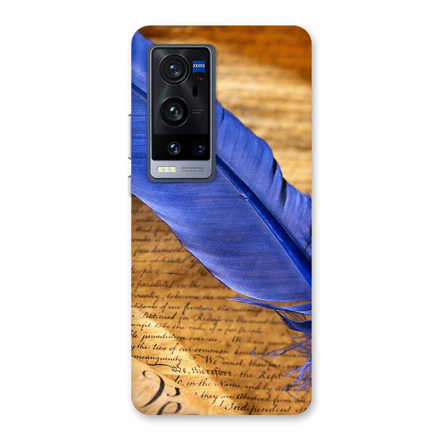 Beautiful Blue Feather Back Case for Vivo X60 Pro Plus