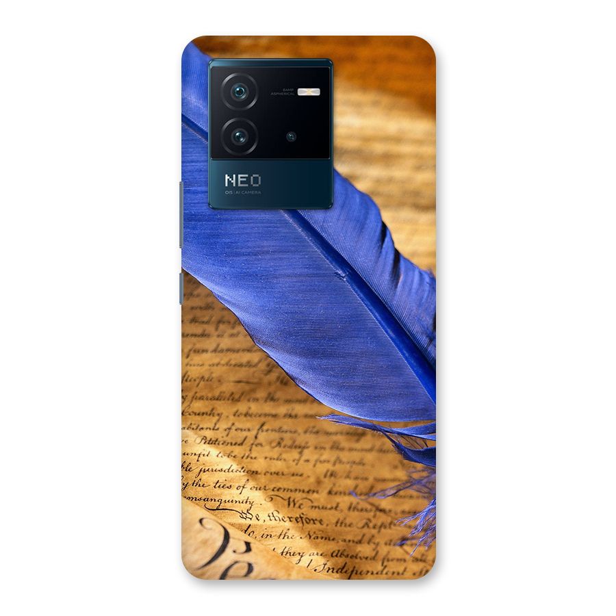 Beautiful Blue Feather Back Case for Vivo iQOO Neo 6 5G