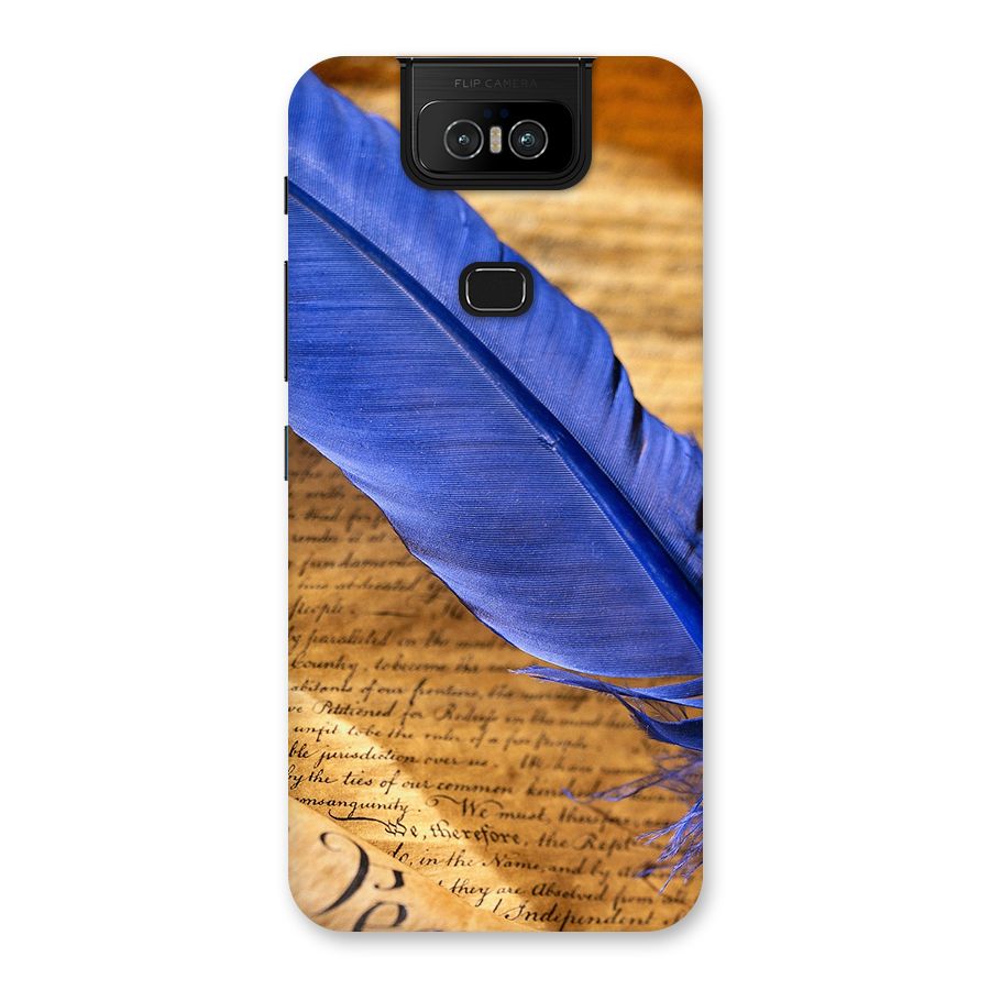 Beautiful Blue Feather Back Case for Zenfone 6z
