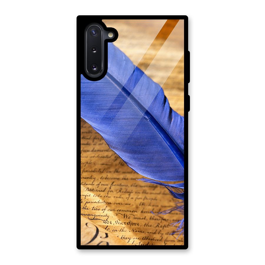 Beautiful Blue Feather Glass Back Case for Galaxy Note 10